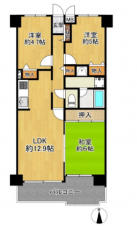 堺市堺区錦綾町、マンションの間取り画像です