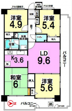堺市堺区錦綾町、マンションの間取り画像です