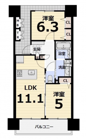 堺市堺区中安井町、マンションの間取り画像です