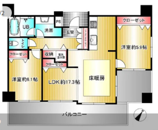 堺市堺区竜神橋町、マンションの間取り画像です