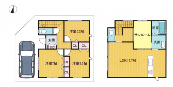 堺市堺区新在家町東、新築一戸建ての間取り画像です