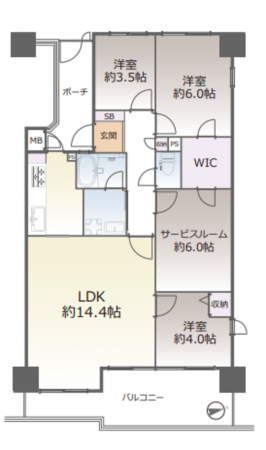 堺市堺区神南辺町、マンションの間取り画像です