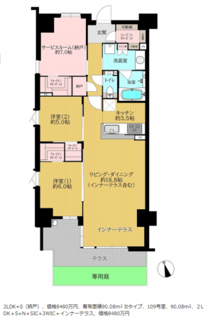 堺市堺区榎元町、マンションの間取り画像です