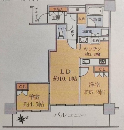 堺市堺区、マンションの間取り画像です