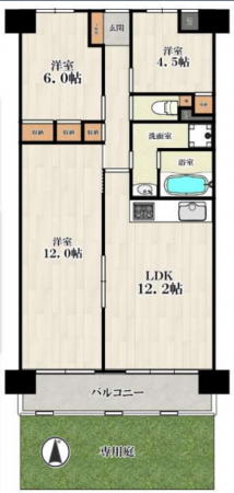 堺市堺区北庄町、マンションの間取り画像です