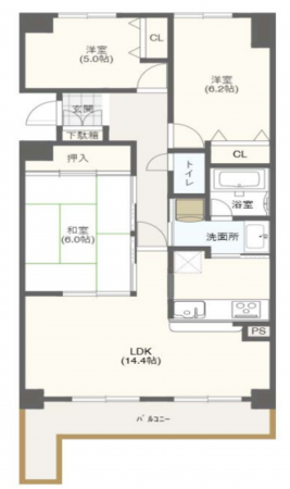堺市堺区東湊町、マンションの間取り画像です