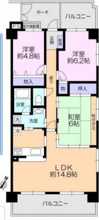 堺市堺区、マンションの間取り画像です