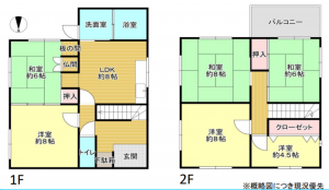 堺市堺区山本町、中古一戸建ての間取り画像です