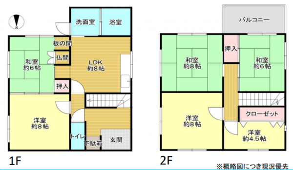 堺市堺区山本町、中古一戸建ての間取り画像です