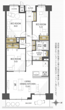 堺市堺区向陵東町、マンションの間取り画像です