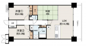 堺市堺区宿屋町東、マンションの間取り画像です