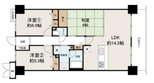 堺市堺区宿屋町東、マンションの間取り画像です