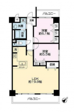 堺市堺区大町西、マンションの間取り画像です