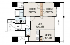 堺市堺区浅香山町、マンションの間取り画像です