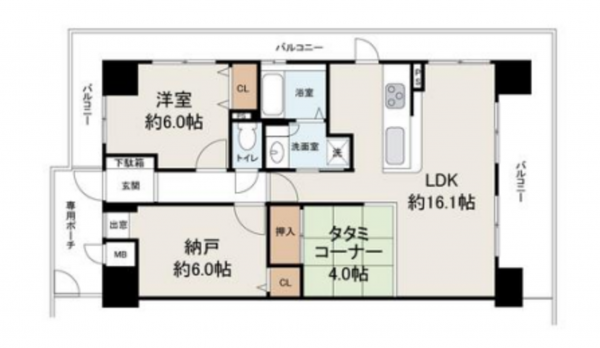 堺市堺区翁橋町、マンションの間取り画像です