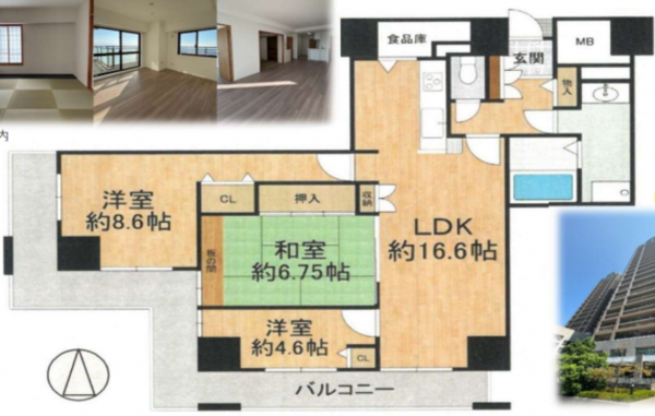 堺市堺区田出井町、マンションの間取り画像です