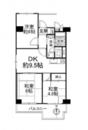 堺市堺区三宝町、マンションの間取り画像です
