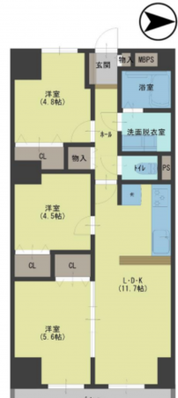 堺市堺区七道東町、マンションの間取り画像です