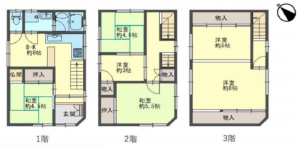 堺市堺区南旅篭町西、中古一戸建ての間取り画像です