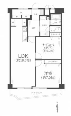 堺市堺区戎島町、マンションの間取り画像です
