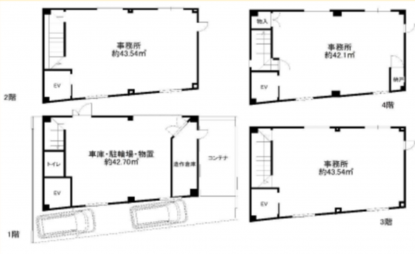 堺市堺区中向陽町、収益物件/ビルの間取り画像です