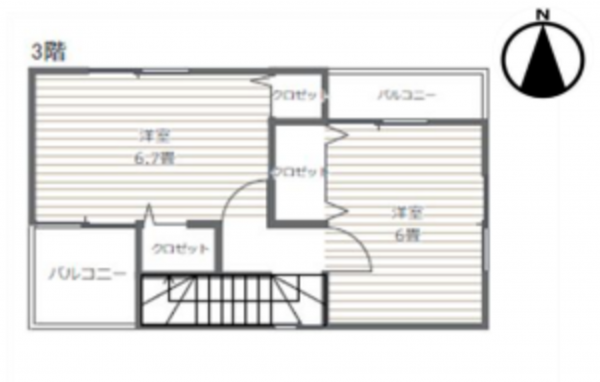 堺市堺区浅香山町、中古一戸建ての間取り画像です