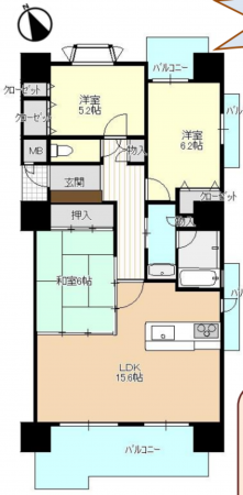 堺市堺区柳之町東、マンションの間取り画像です