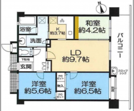 堺市堺区北庄町、マンションの間取り画像です
