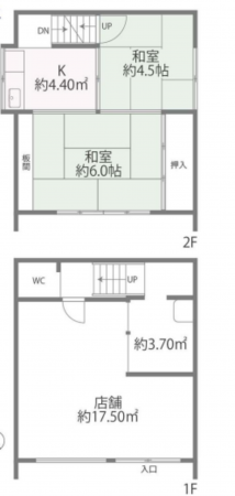 堺市堺区、収益物件/店舗付住宅の間取り画像です
