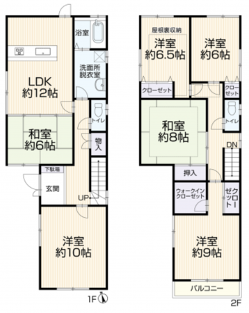 堺市堺区松屋町、中古一戸建ての間取り画像です
