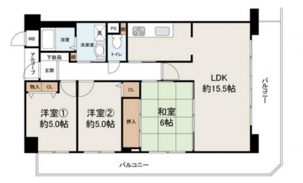 堺市堺区材木町東、マンションの間取り画像です