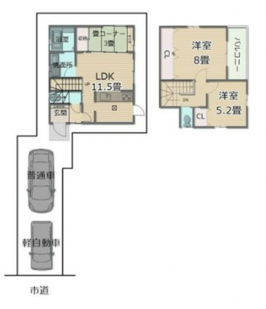堺市堺区綾之町東、中古一戸建ての間取り画像です