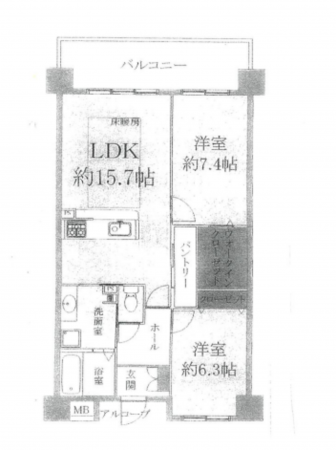 堺市堺区市之町西、マンションの間取り画像です