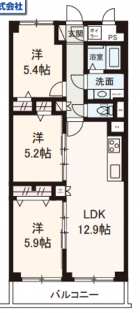 堺市堺区宿院町西、マンションの間取り画像です