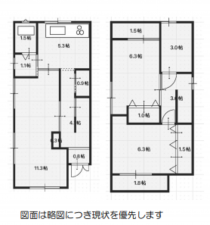 堺市堺区、中古一戸建ての間取り画像です