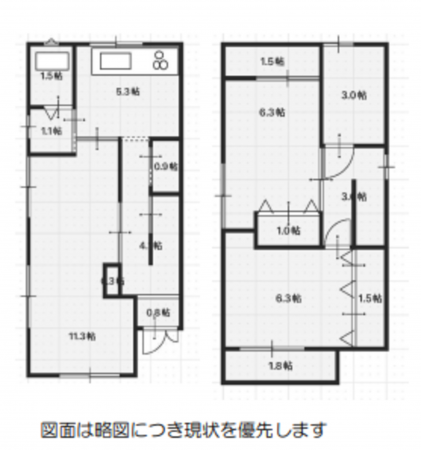 堺市堺区、中古一戸建ての間取り画像です