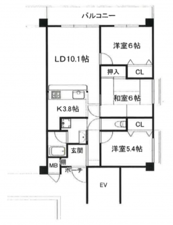 堺市堺区大町西、マンションの間取り画像です