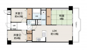 堺市堺区向陵西町、マンションの間取り画像です