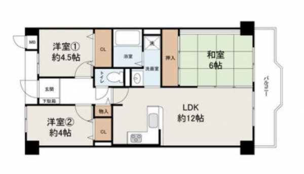堺市堺区向陵西町、マンションの間取り画像です