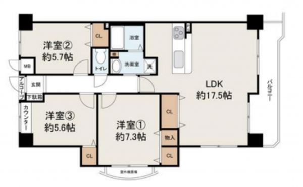 堺市堺区山本町、マンションの間取り画像です