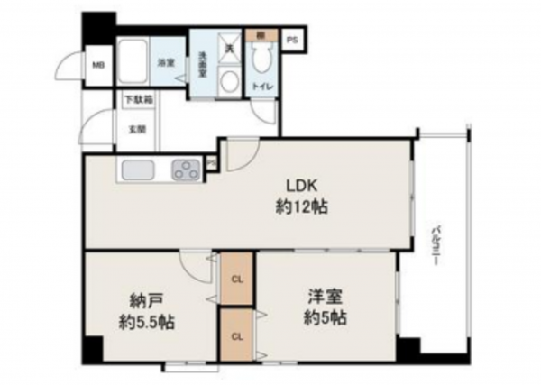 堺市堺区向陵中町、マンションの間取り画像です