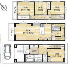 堺市堺区材木町東、新築一戸建ての間取り画像です