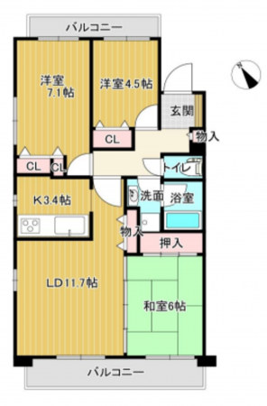堺市堺区三宝町、マンションの間取り画像です
