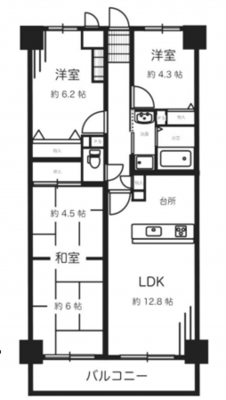 堺市堺区大浜中町、マンションの間取り画像です