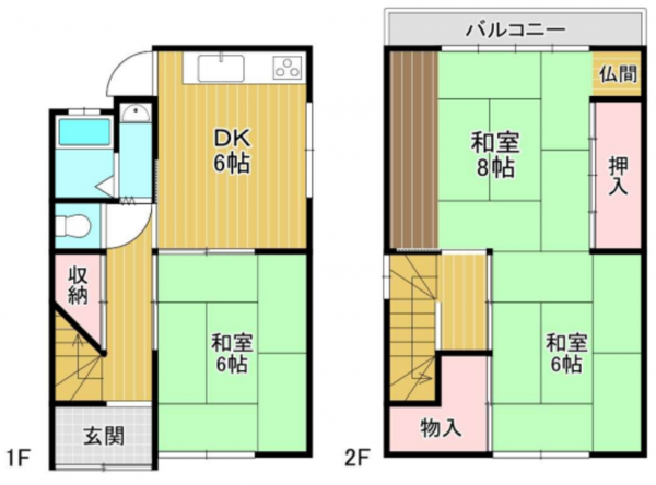 堺市堺区南旅篭町東、中古一戸建ての間取り画像です