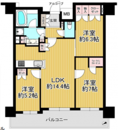 堺市堺区、マンションの間取り画像です