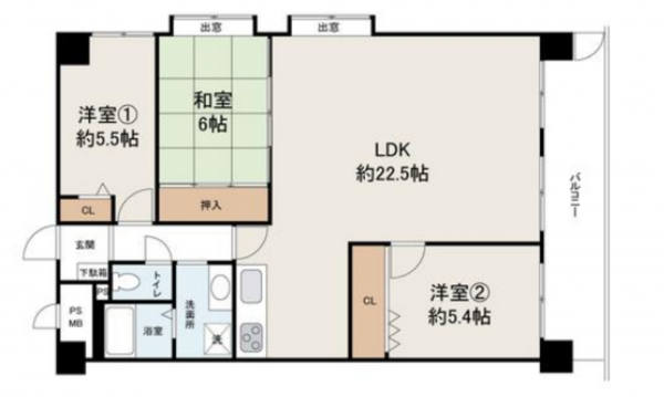 堺市堺区中之町西、マンションの間取り画像です