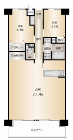 堺市堺区北庄町、マンションの間取り画像です
