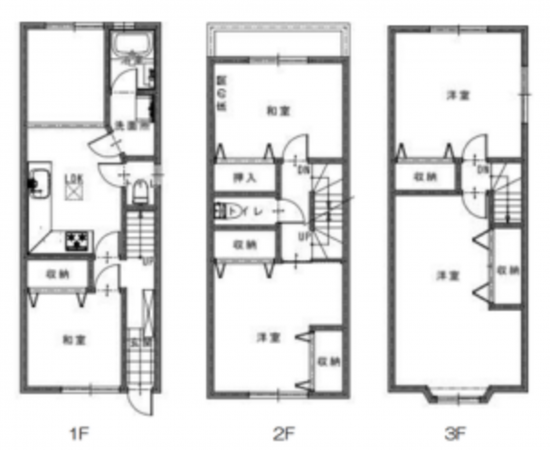 堺市堺区錦綾町、中古一戸建ての間取り画像です