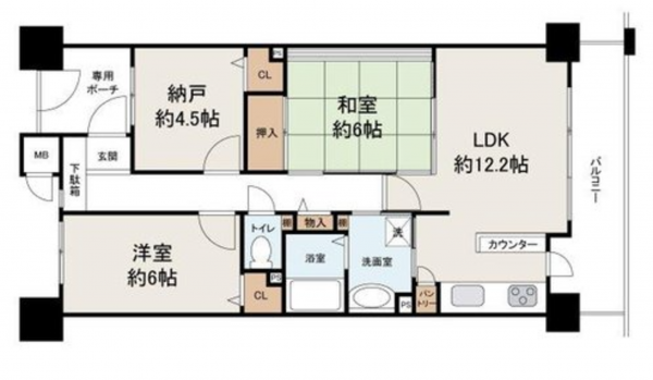 堺市堺区向陵中町、マンションの間取り画像です